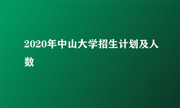 2020年中山大学招生计划及人数