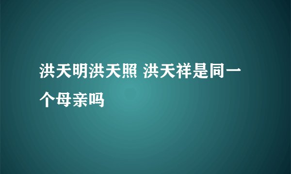 洪天明洪天照 洪天祥是同一个母亲吗