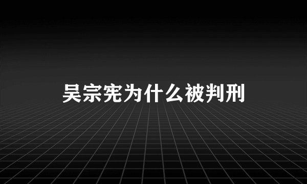 吴宗宪为什么被判刑