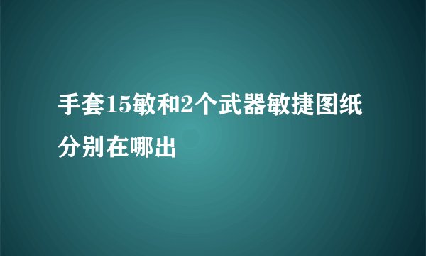 手套15敏和2个武器敏捷图纸分别在哪出