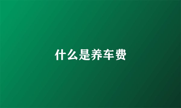 什么是养车费