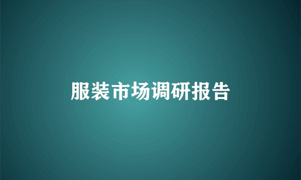 服装市场调研报告