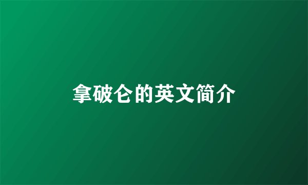 拿破仑的英文简介