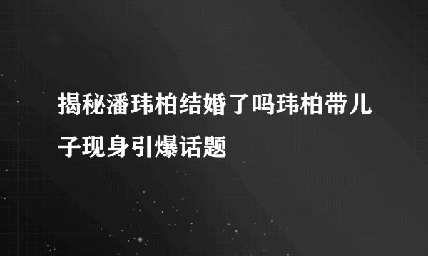 揭秘潘玮柏结婚了吗玮柏带儿子现身引爆话题