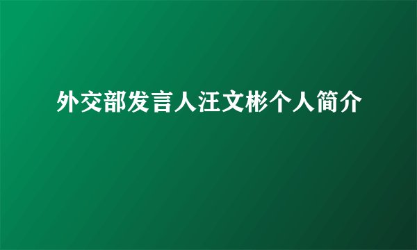 外交部发言人汪文彬个人简介