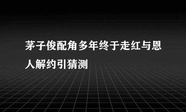茅子俊配角多年终于走红与恩人解约引猜测