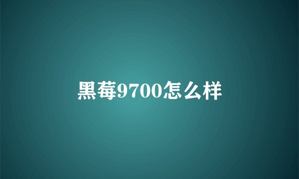 黑莓9700怎么样