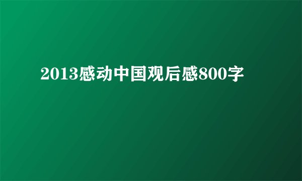 2013感动中国观后感800字