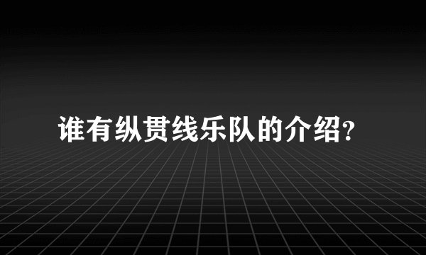 谁有纵贯线乐队的介绍？