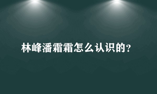 林峰潘霜霜怎么认识的？