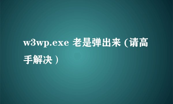 w3wp.exe 老是弹出来 (请高手解决)