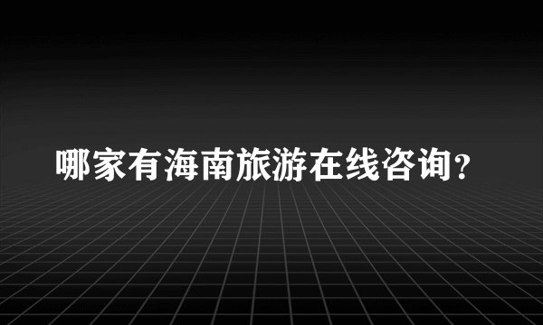 哪家有海南旅游在线咨询？