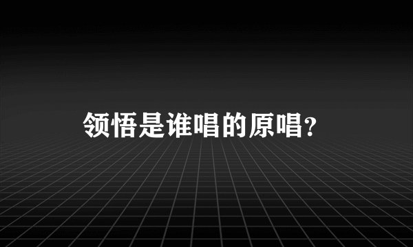 领悟是谁唱的原唱？