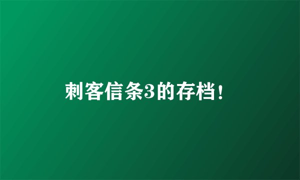 刺客信条3的存档！