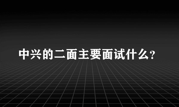 中兴的二面主要面试什么?