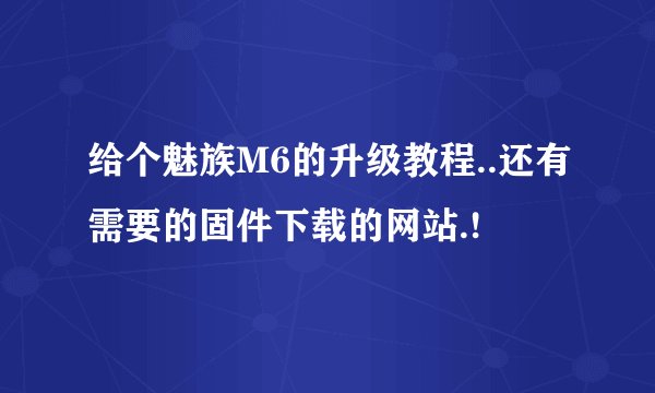 给个魅族M6的升级教程..还有需要的固件下载的网站.!