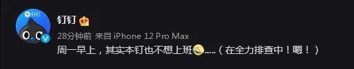 美好的一周从钉钉崩了开始!官方:其实我也不想上班