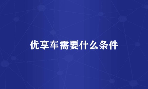 优享车需要什么条件