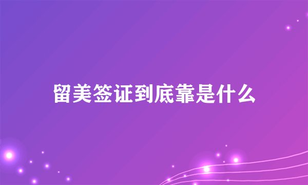 留美签证到底靠是什么