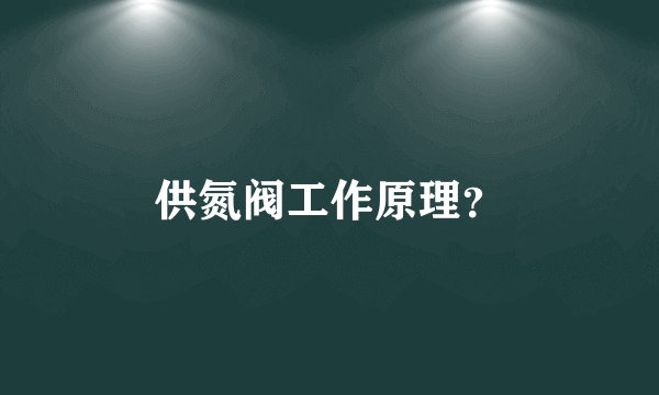 供氮阀工作原理？
