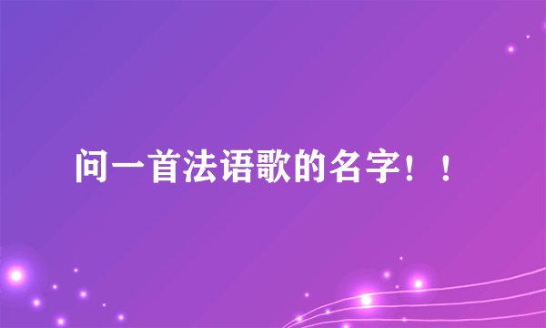 问一首法语歌的名字！！
