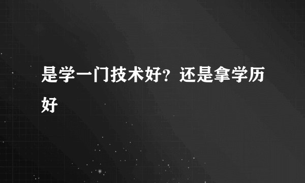 是学一门技术好？还是拿学历好