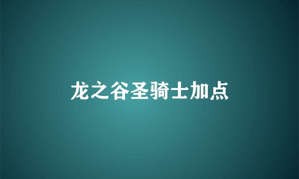 龙之谷圣骑士加点