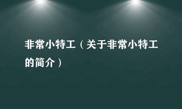 非常小特工（关于非常小特工的简介）