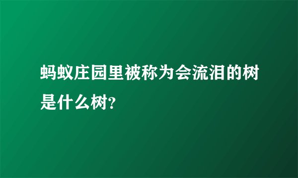 蚂蚁庄园里被称为会流泪的树是什么树？