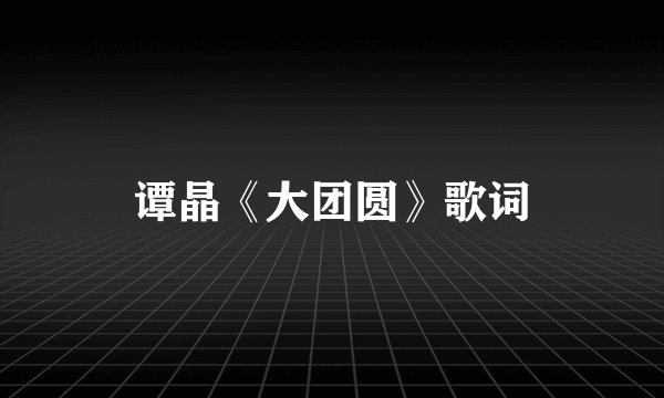 谭晶《大团圆》歌词