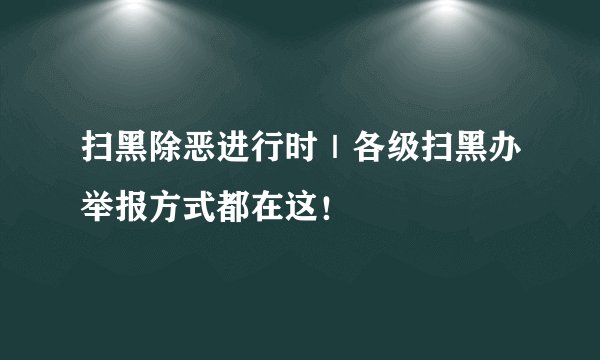 扫黑除恶进行时｜各级扫黑办举报方式都在这！