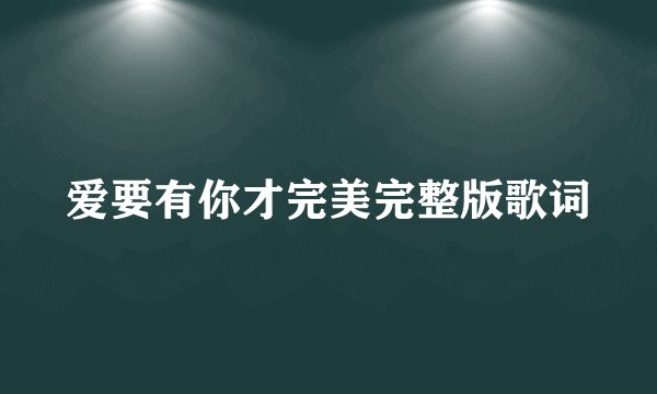 爱要有你才完美完整版歌词