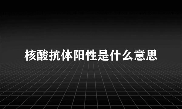 核酸抗体阳性是什么意思