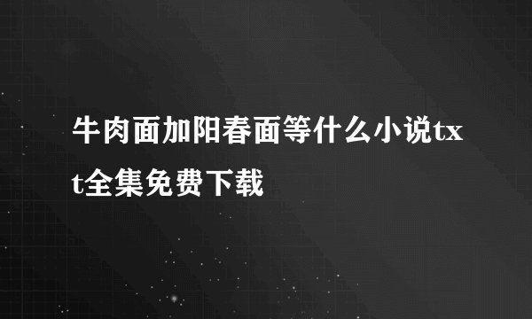 牛肉面加阳春面等什么小说txt全集免费下载