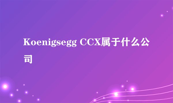 Koenigsegg CCX属于什么公司