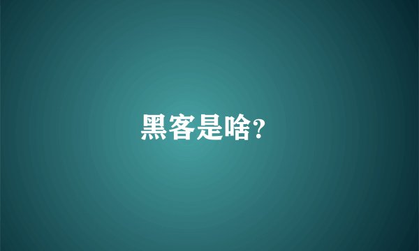 黑客是啥？