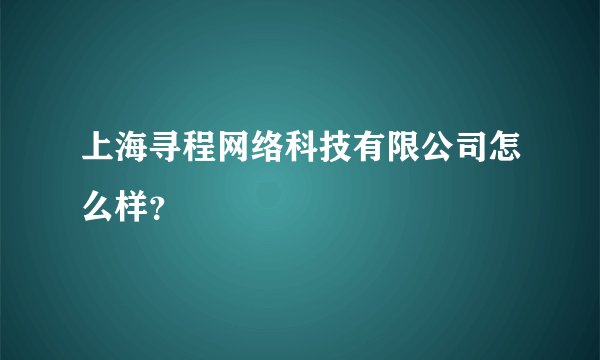 上海寻程网络科技有限公司怎么样?
