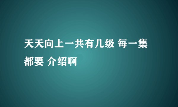 天天向上一共有几级 每一集都要 介绍啊