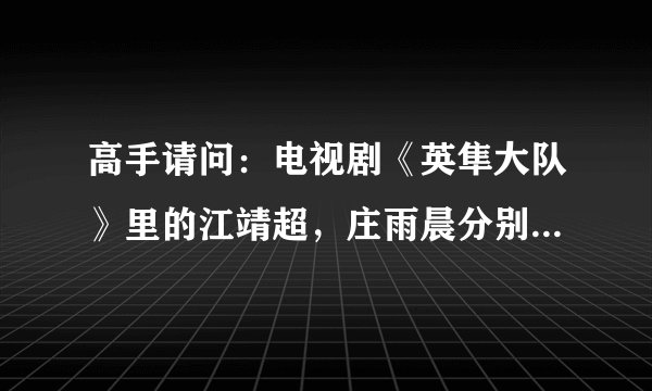 高手请问:电视剧《英隼大队》里的江靖超,庄雨晨分别是谁演的啊?谢谢了!