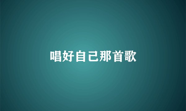 唱好自己那首歌
