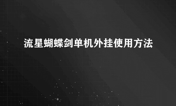 流星蝴蝶剑单机外挂使用方法