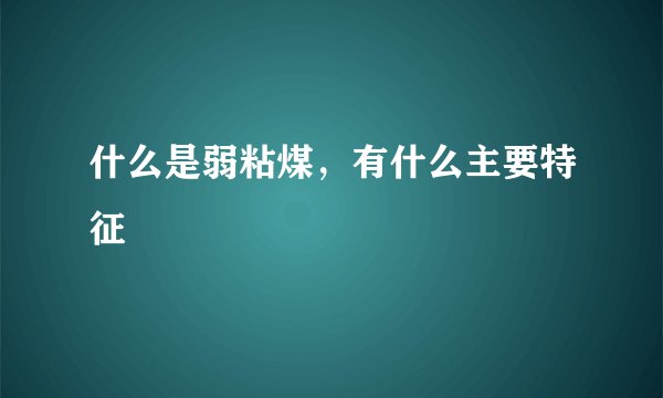 什么是弱粘煤，有什么主要特征