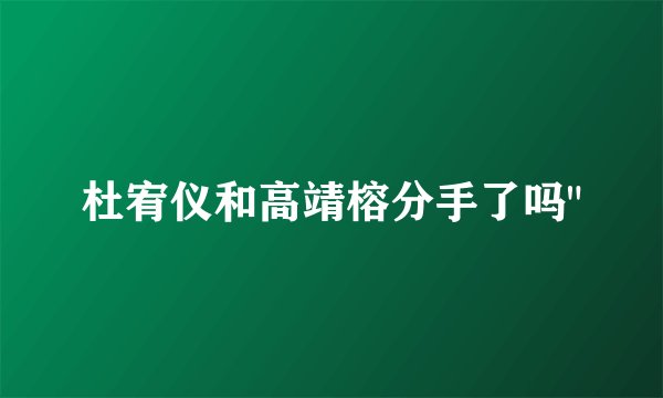 杜宥仪和高靖榕分手了吗