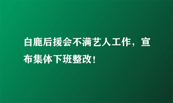 白鹿后援会不满艺人工作，宣布集体下班整改！