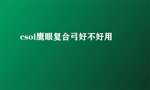 csol鹰眼复合弓好不好用