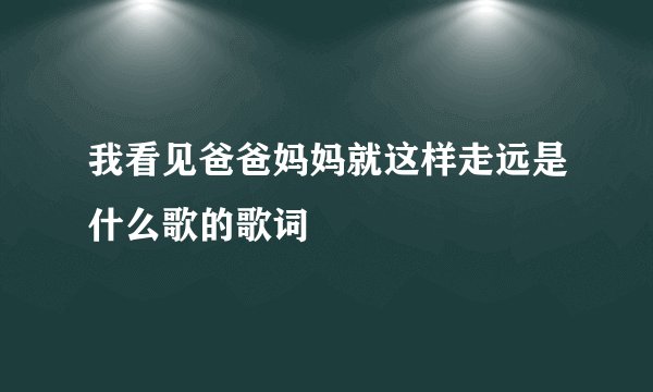 我看见爸爸妈妈就这样走远是什么歌的歌词