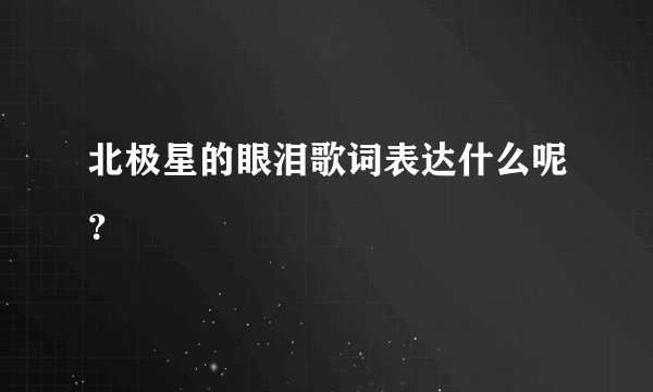 北极星的眼泪歌词表达什么呢？