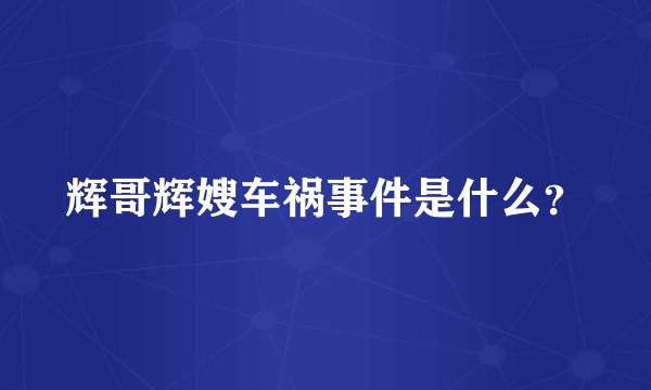 辉哥辉嫂车祸事件是什么？