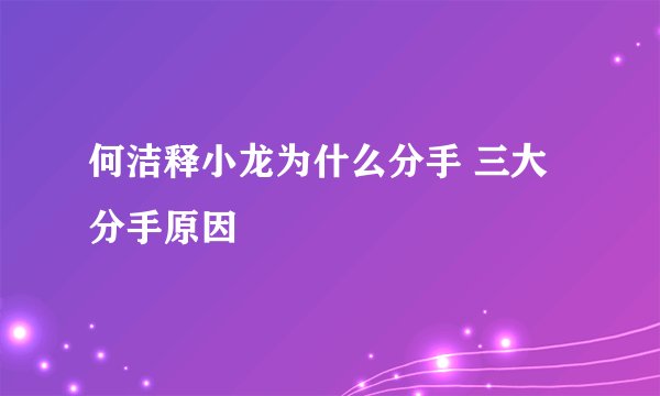 何洁释小龙为什么分手 三大分手原因