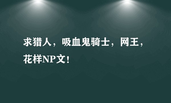 求猎人，吸血鬼骑士，网王，花样NP文！